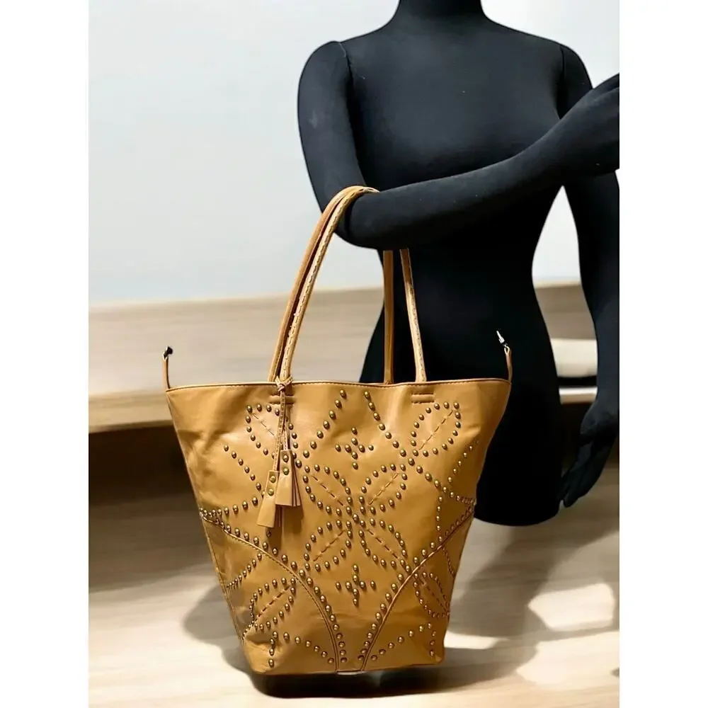 Isabella Fiore Leather Studded Tote Bag